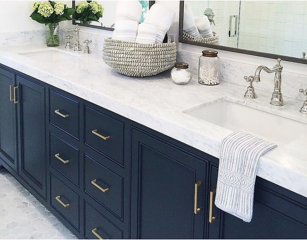 15X Brushed Brass Drawer Pulls Kitchen Cabinet Handles - Gold Finish 96Mm image number 1