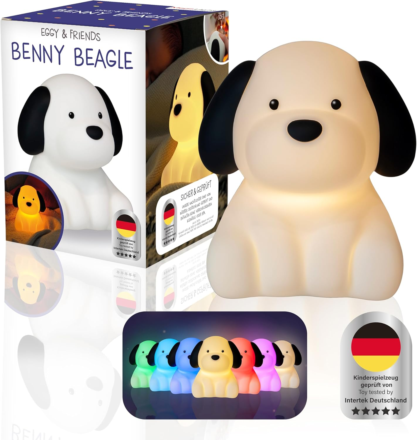 Megalight Benny Beagle Kids Night Light RGB Color Changing Timer Baby Night Light Warm White Battery Sleep Aid Dimmable Nursing Light Lamp image number 6