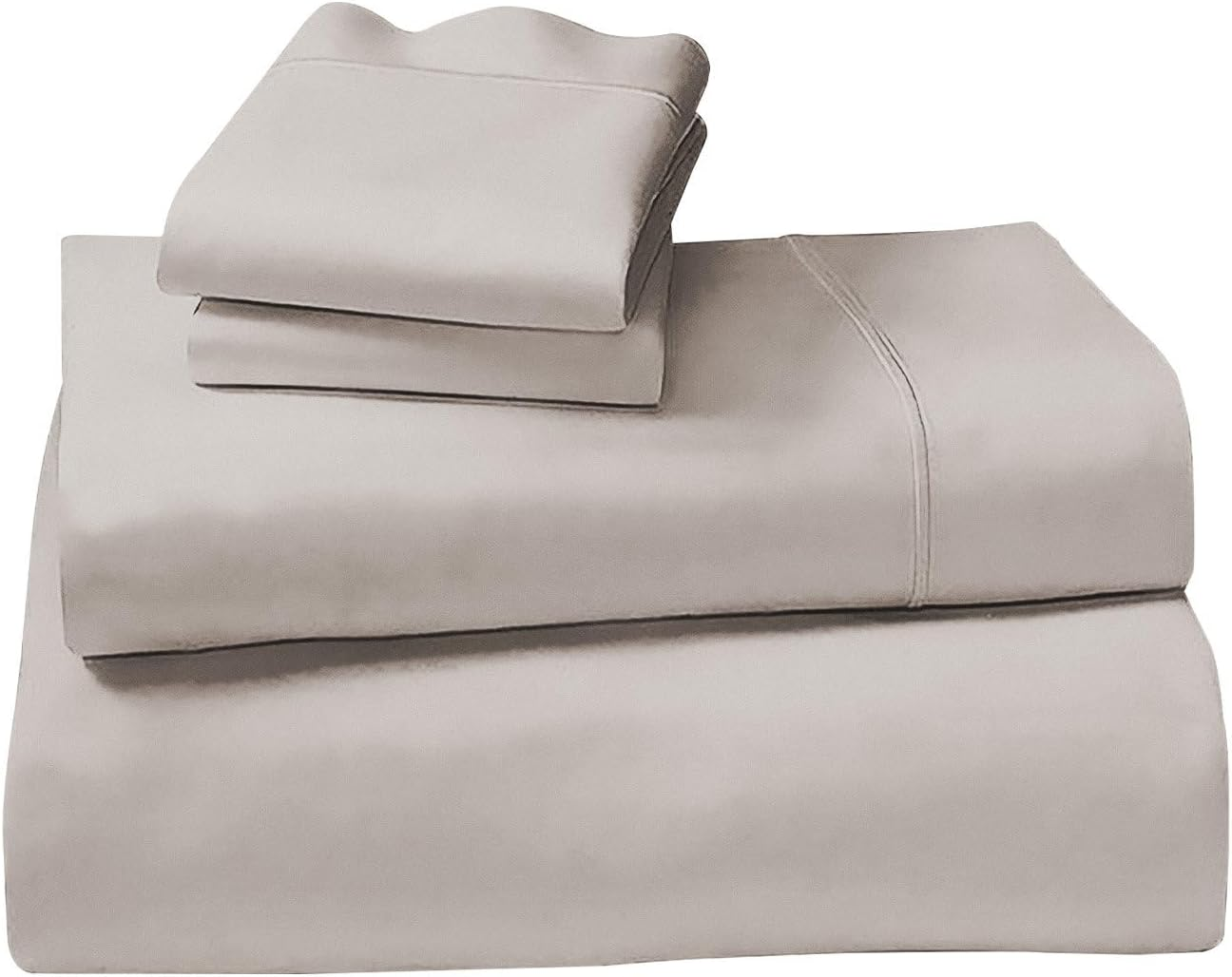 4Pc 1000 Thread Count Cotton Rich King Bed Sheet Set CVC Microfibre Blend in Silver image number 5