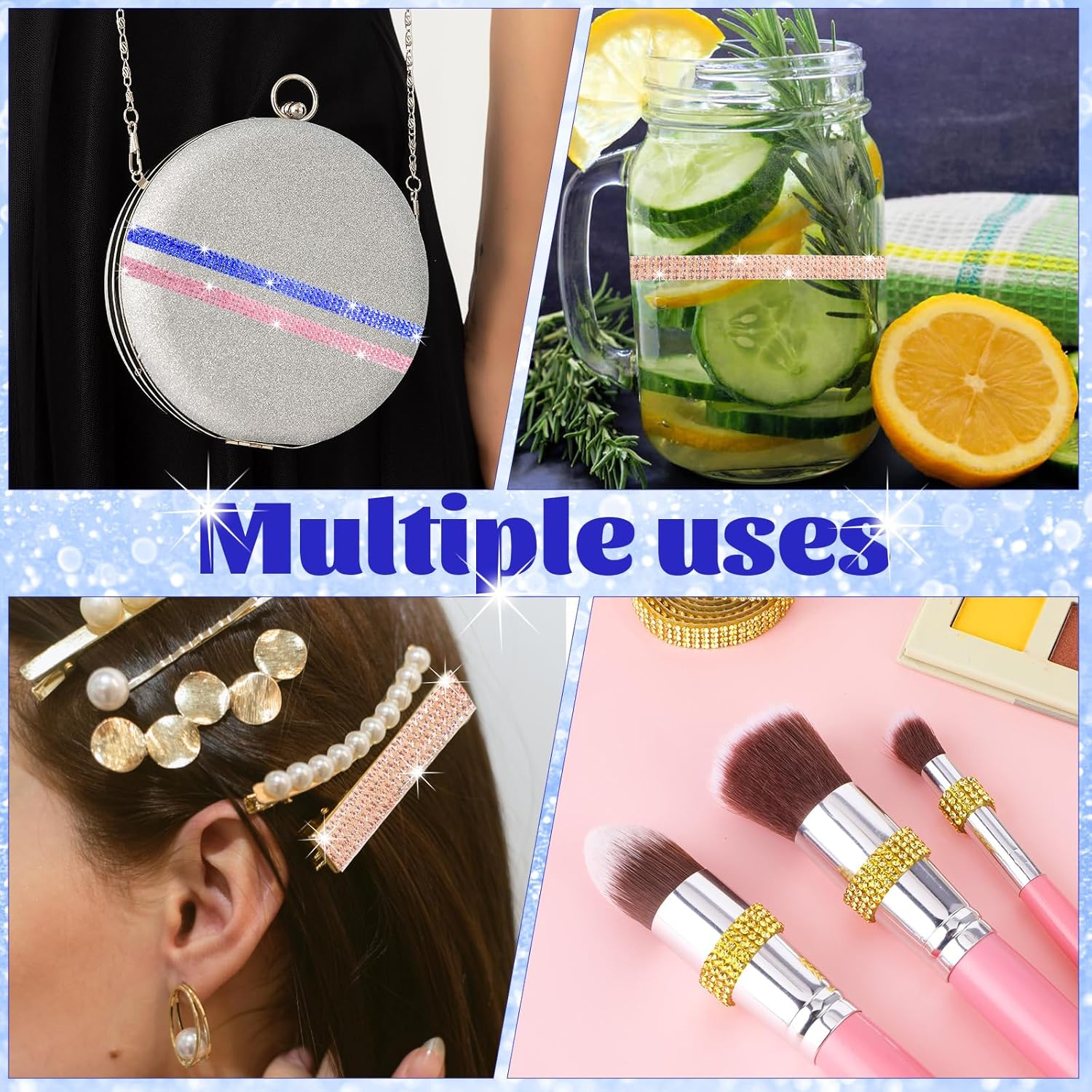 10 Rolls Self Adhesive Rhinestone Ribbon Crystal Diamond Tape Assorted Colors Rhinestone Strips for DIY Phone Car Rhinestone Hat Band Decorations Glitter Arts Crafts Sticker (Each Roll 1 Yard)