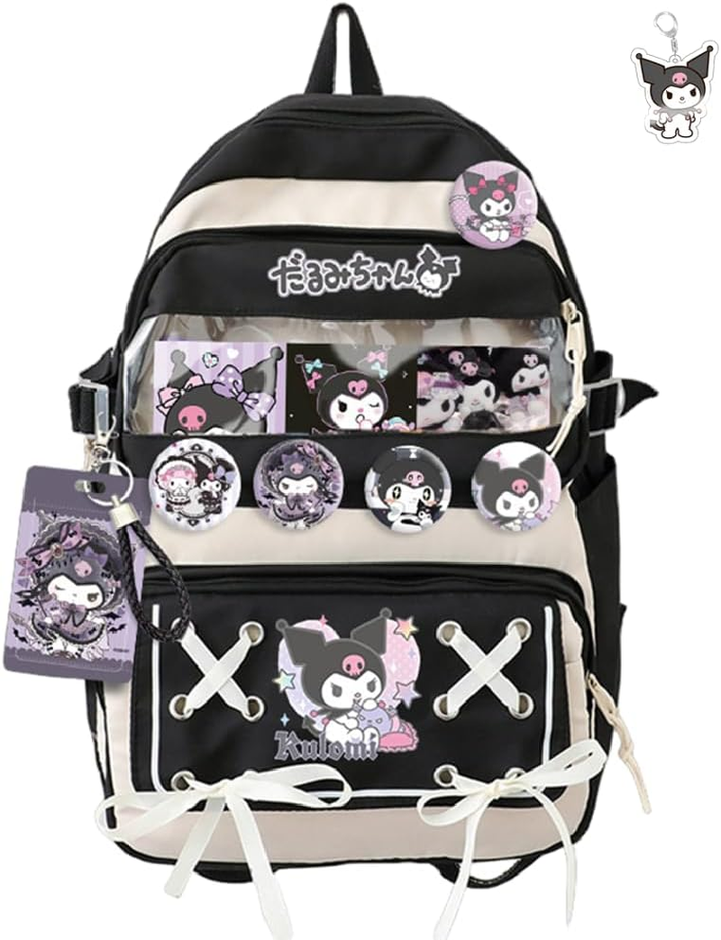 GDFENDU Kawaii Backpack with Keychain,17In 3D Printed Casual Sports Bag Outdoor Youth High Capacity Schoolbag.