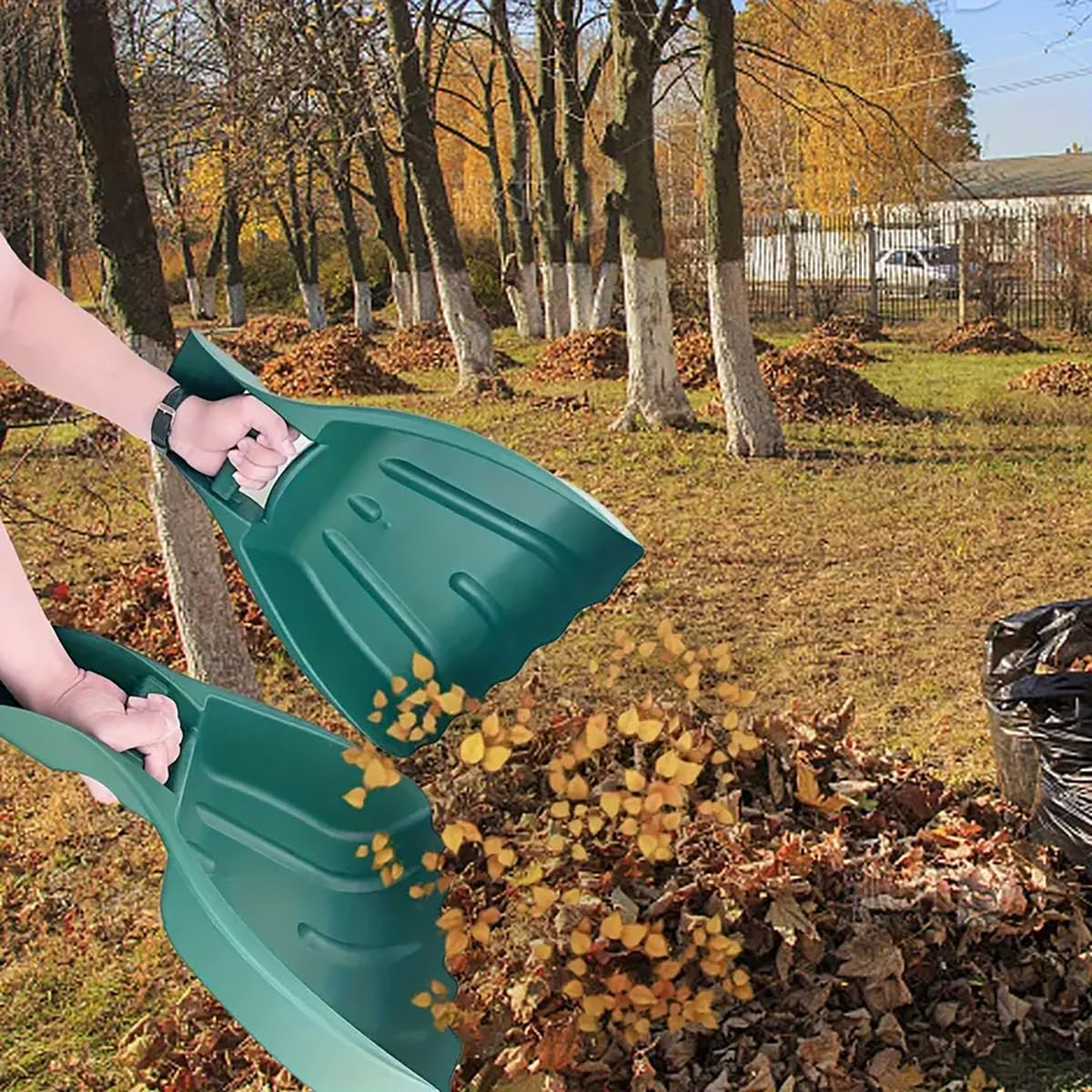 AIMALL 2PCS Large Leaf Grabbers &ndash; 19.7In Plastic Garden Rake for Lawn and Yard Cleaning, Durable Handheld Leaf Collectors with Easy-Grip and Hanging Hole image number 1