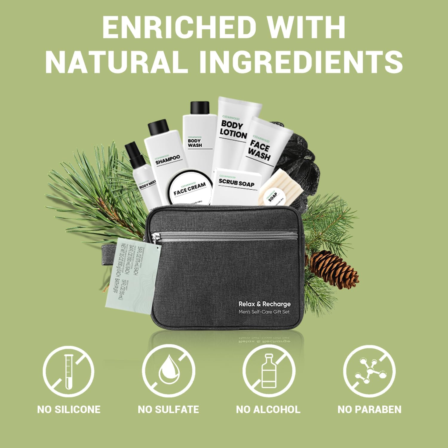 Fathers Day Gift, Mens Gifts Body & Earth 10PCS Fathers Day Gifts for Dad, Birthday Gifts for Men, Gift Baskets for Men Cedarwood Mens Bath Set, Gifts Set for Him, Dad, Husband, Boyfriend, Unique Ideas for Him, Father'S Day Gifts, Christmas.