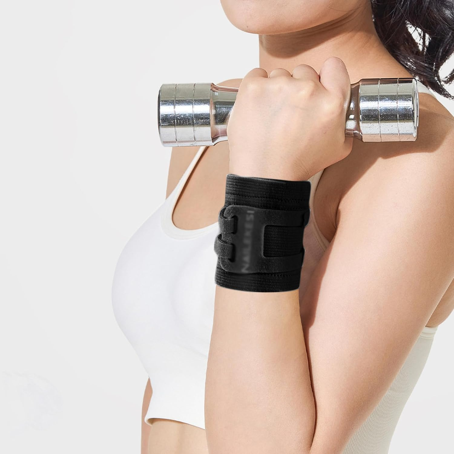 Adjustable Wrist Support Brace, Compression Strap for Sports and Fitness, Black, 2-Pack (L) image number 1