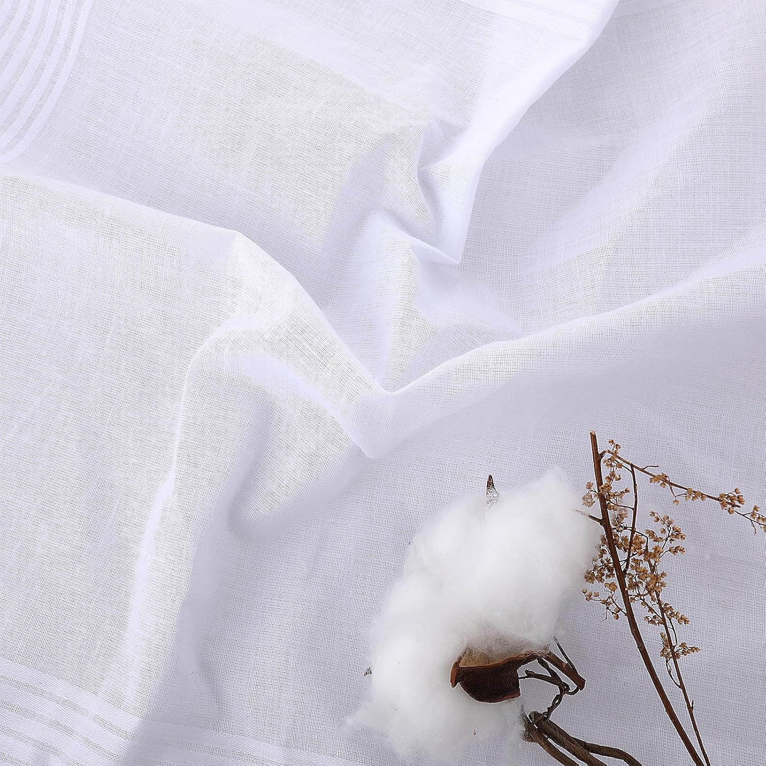 Piriuuo 3 Pcs Men'S Handkerchiefs, Soft Cotton White Hankie Handkerchiefs Sweat Absorbing Handkerchiefs Machine Wash White Pocket Square for Suit Small Sweat Cloth for Hand, Hankies, White, Large image number 5