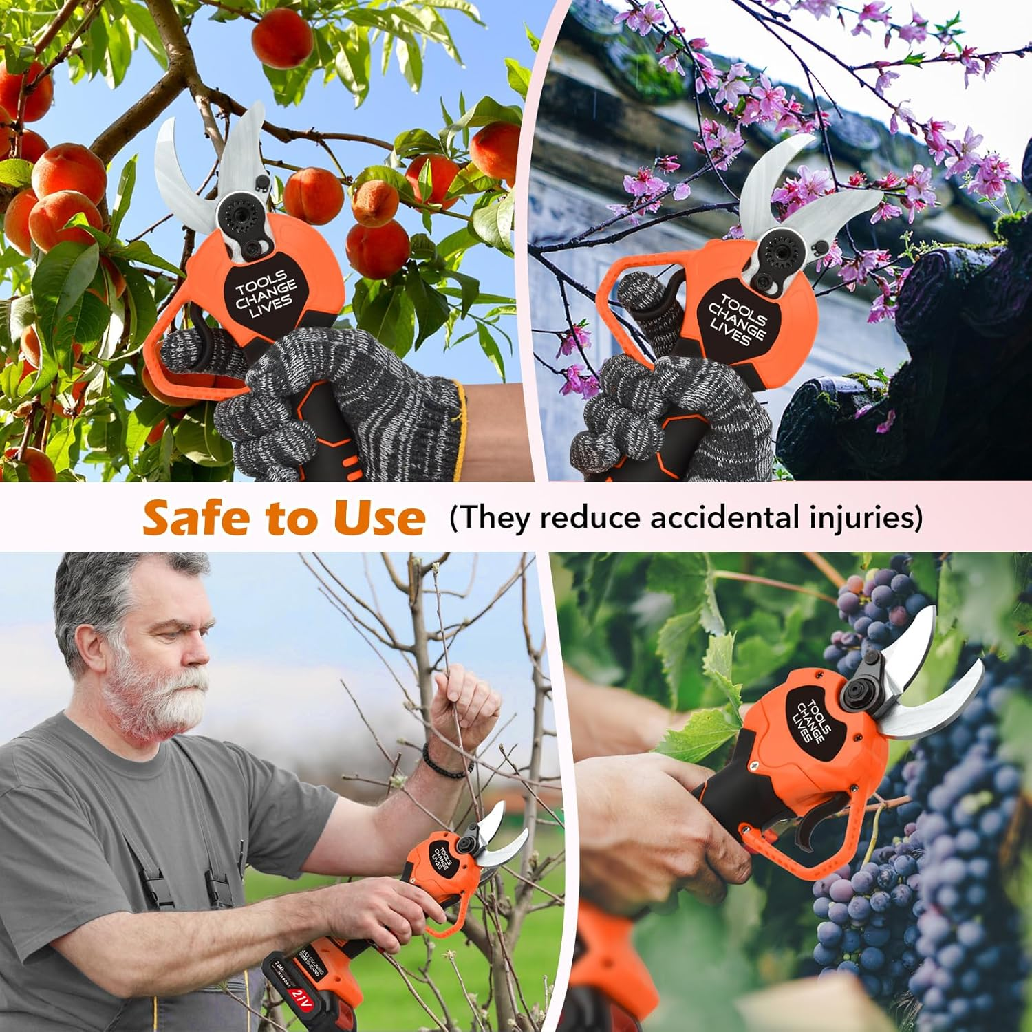 Electric Pruning Shears Cordless: Professional Gardening Scissors Heavy Duty with 2 X 2.0Ah Rechargeable Battery - 1.6 Inch (40Mm) Cutting Diameter - Tree Pruner for Garden Trees and Branches image number 4