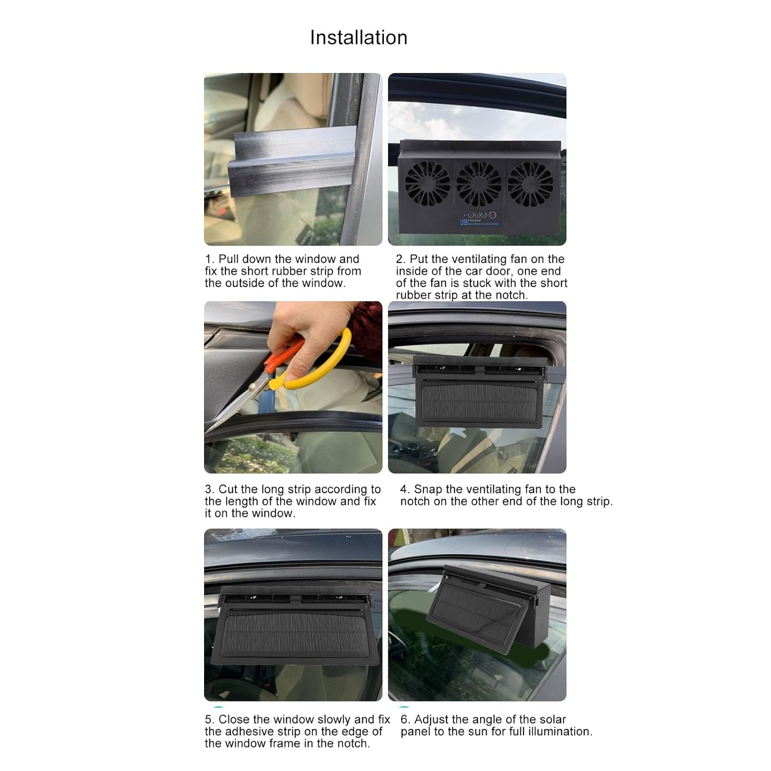 Car Solar Powered Exhaust Fan, USB Charging Circulating Automobile Window Cool Fan, Car Solar Power Air Vent Radiator Fans for Backseat Frontseat