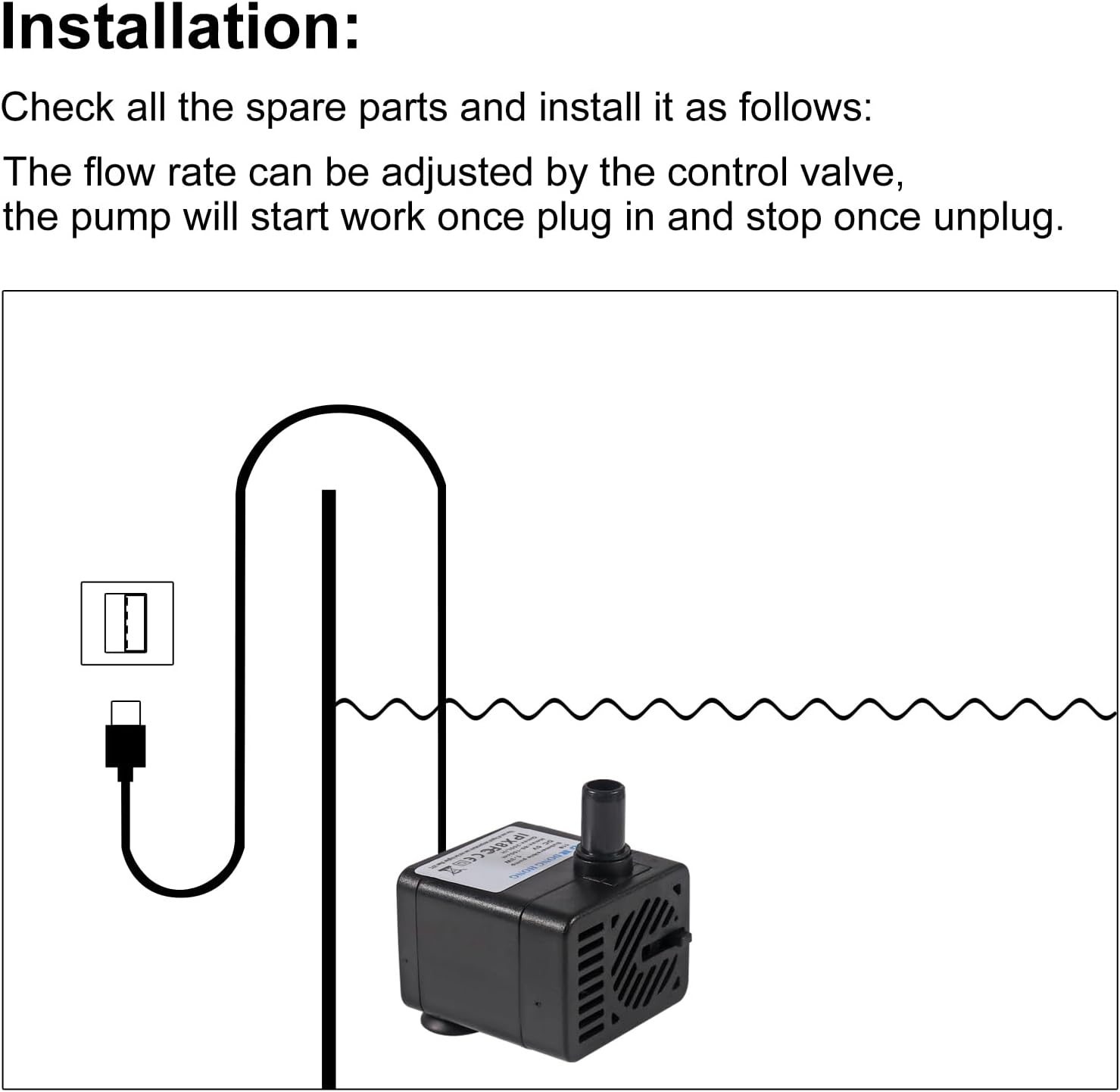 DIANN 2Pcs Mini Water Pump DC 5V Submersible Pump USB Small Fountain Pump 3W for Aquariums Fish Tank Aquarium Fountain Adjustable Flow image number 3
