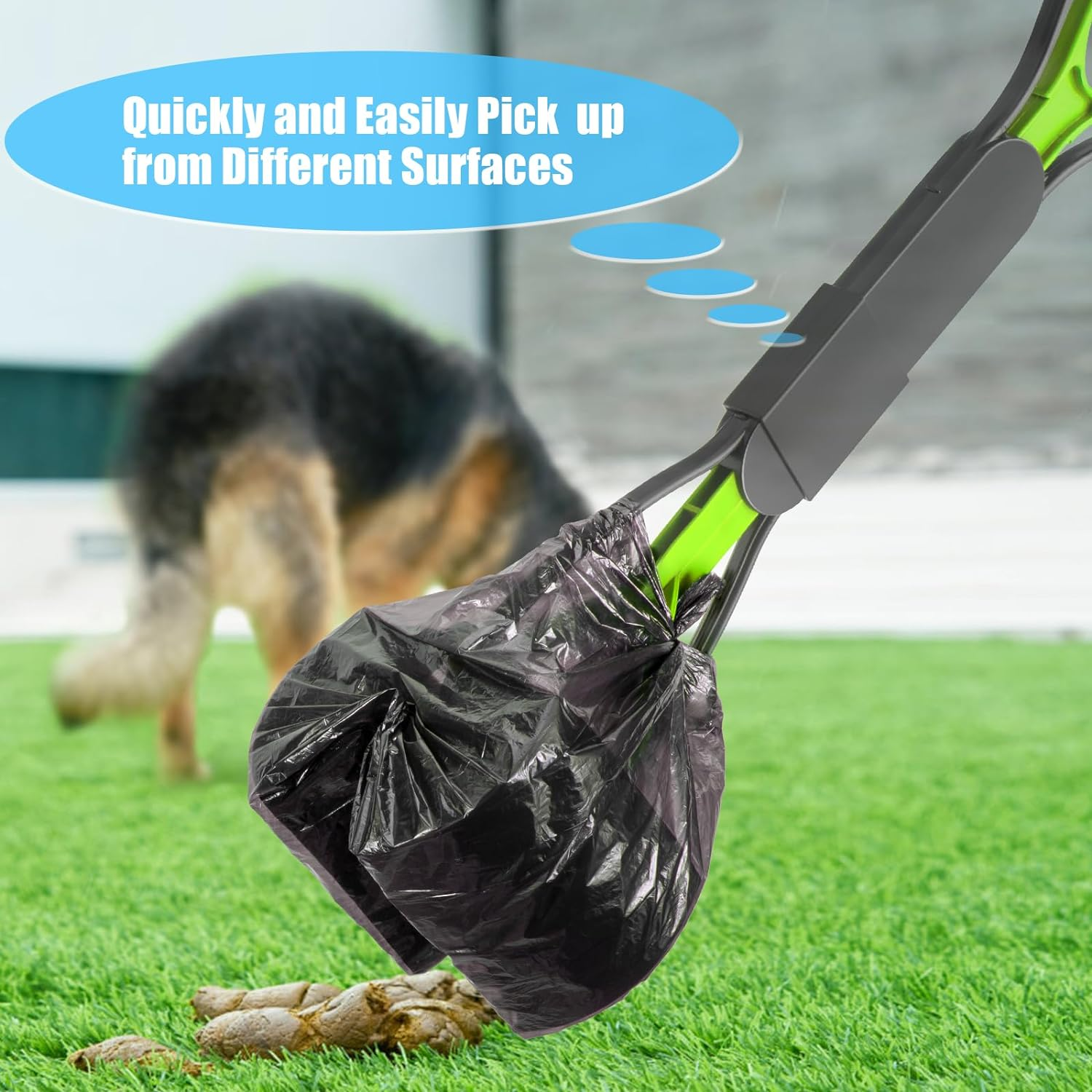 O2Frepak 60Cm Pet Pooper Scooper for Dogs and Cats with Long Handle High Strength Material and Durable Spring for Easy Grass and Gravel Pick up (Green) image number 6