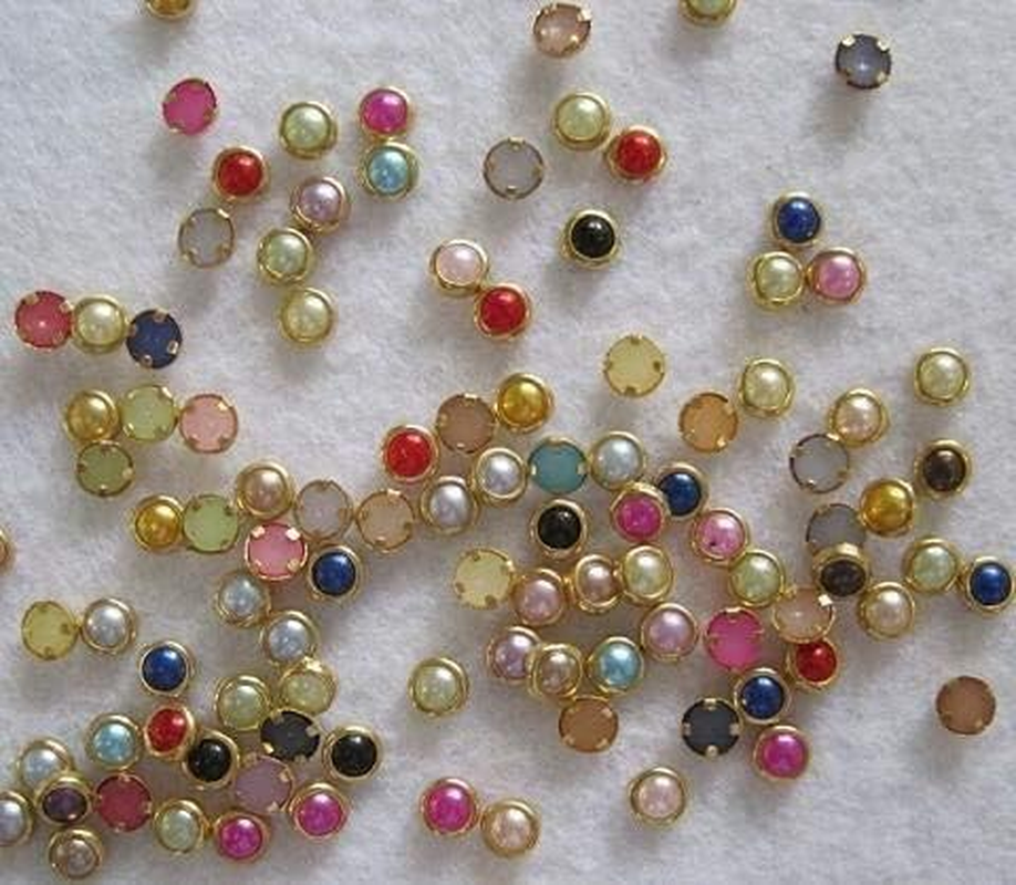 4Mm/1 Box White Mix Color round Metal Frame Rim Pearl 3D DIY Nail Art Decoration Zhengpingpai