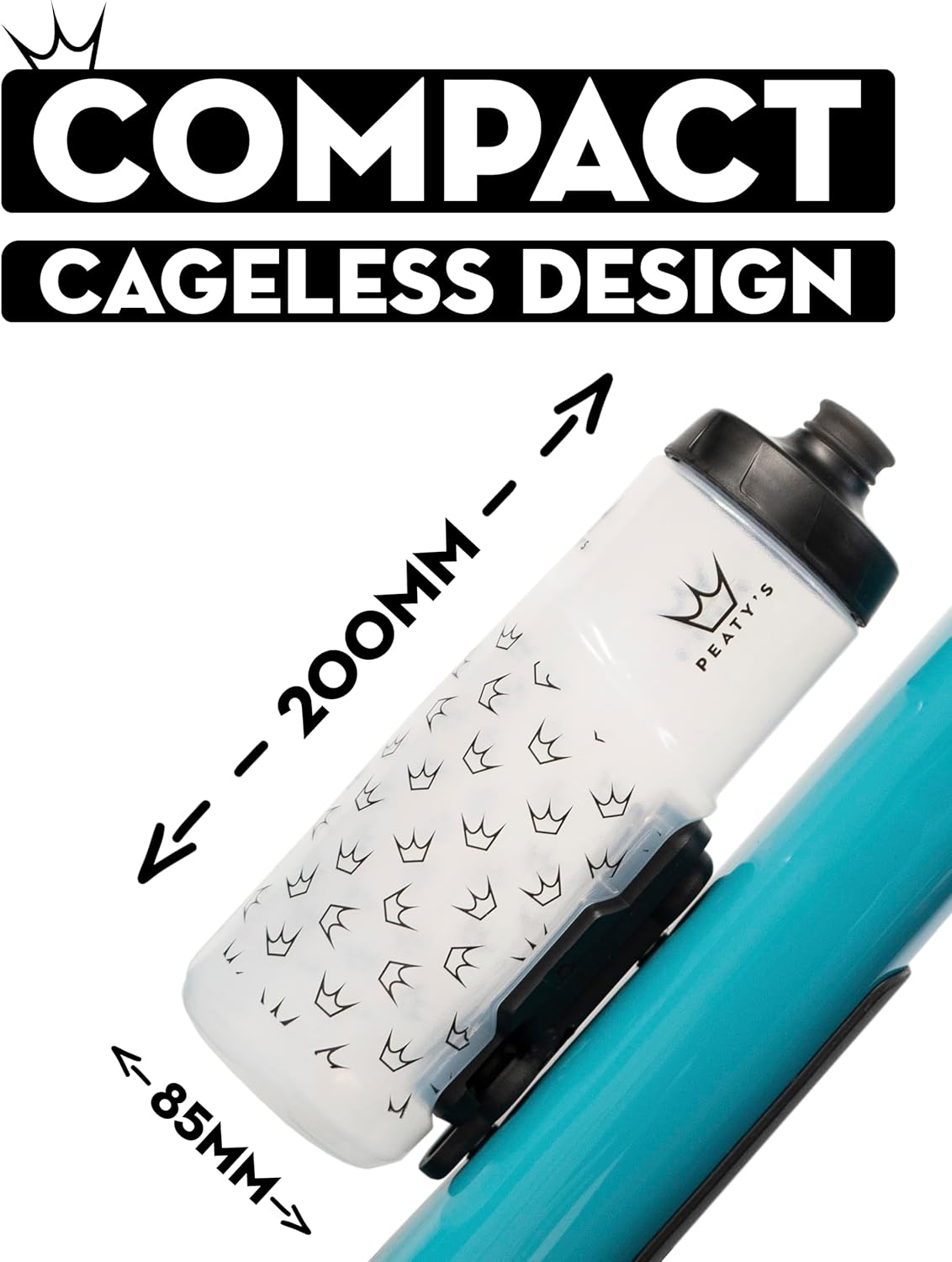 Peaty'S X Fidlock Lockin Magnetic 600Ml Bike Water Bottle & Mount, Bicycle Drink Bottles, Cycle Accessories for Mountain Biking & Cycling, Premium Alternative to Cage, Twist & Release - Crown Smoked image number 2