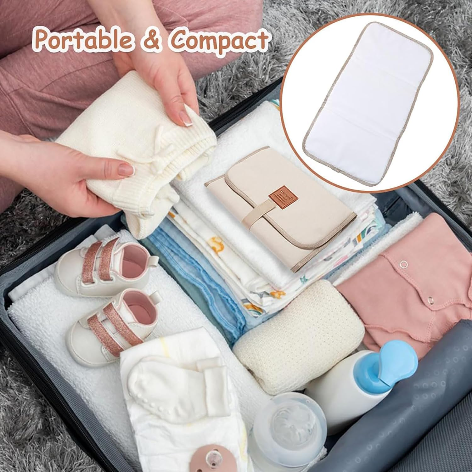 Baby Change Mat, Baby Changing Mat Waterproof, Baby Change Pad for Foldable Travel, Portable Change Mat for Washable, Wipeable, Nappy Change Mat for Home Travel outside ﻿ image number 1