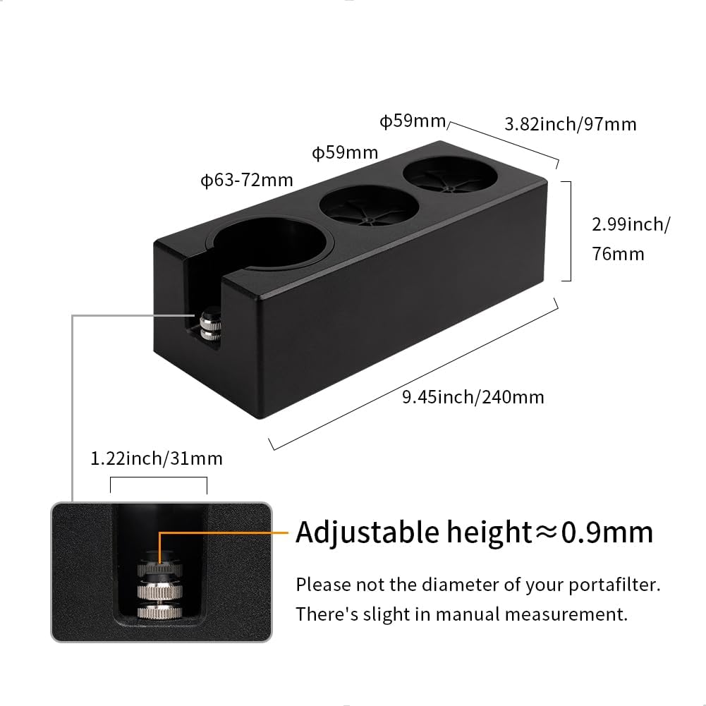 Watchget Espresso Tamping Station, Plastic Espresso Organizer Box for 51/54/58Mm Portafilter, Tamper, Distributor and Barista Accessories, Coffee Tamper Station, Black image number 5