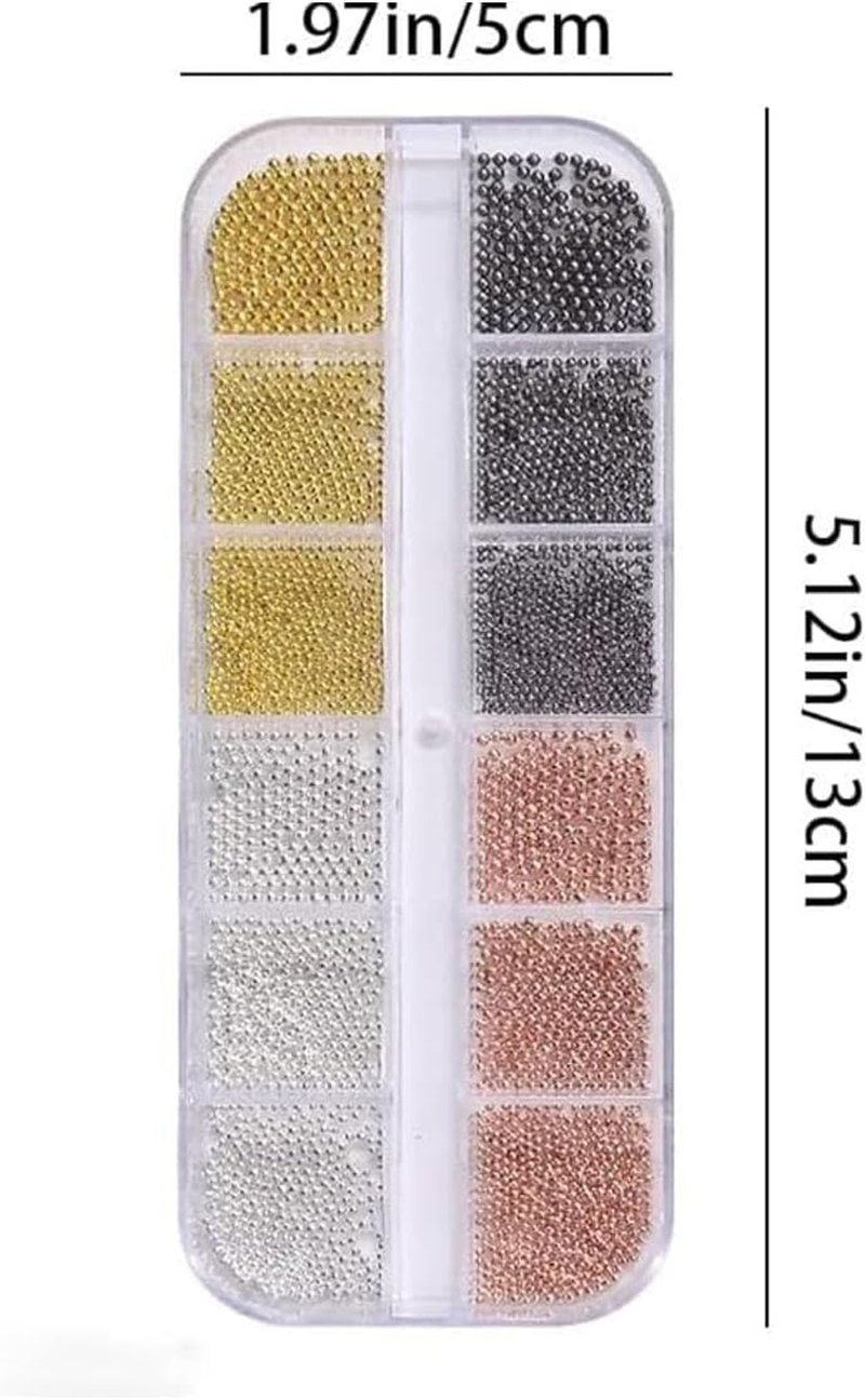 3D Micro Caviar Beads,Metal Mini Pearls Ball Glitter,Nail Art Caviar Beads Gold Silver Black Rosegold Gray Tiny Steel Beads for Nail Art Decorations DIY Crafts Accessories image number 1