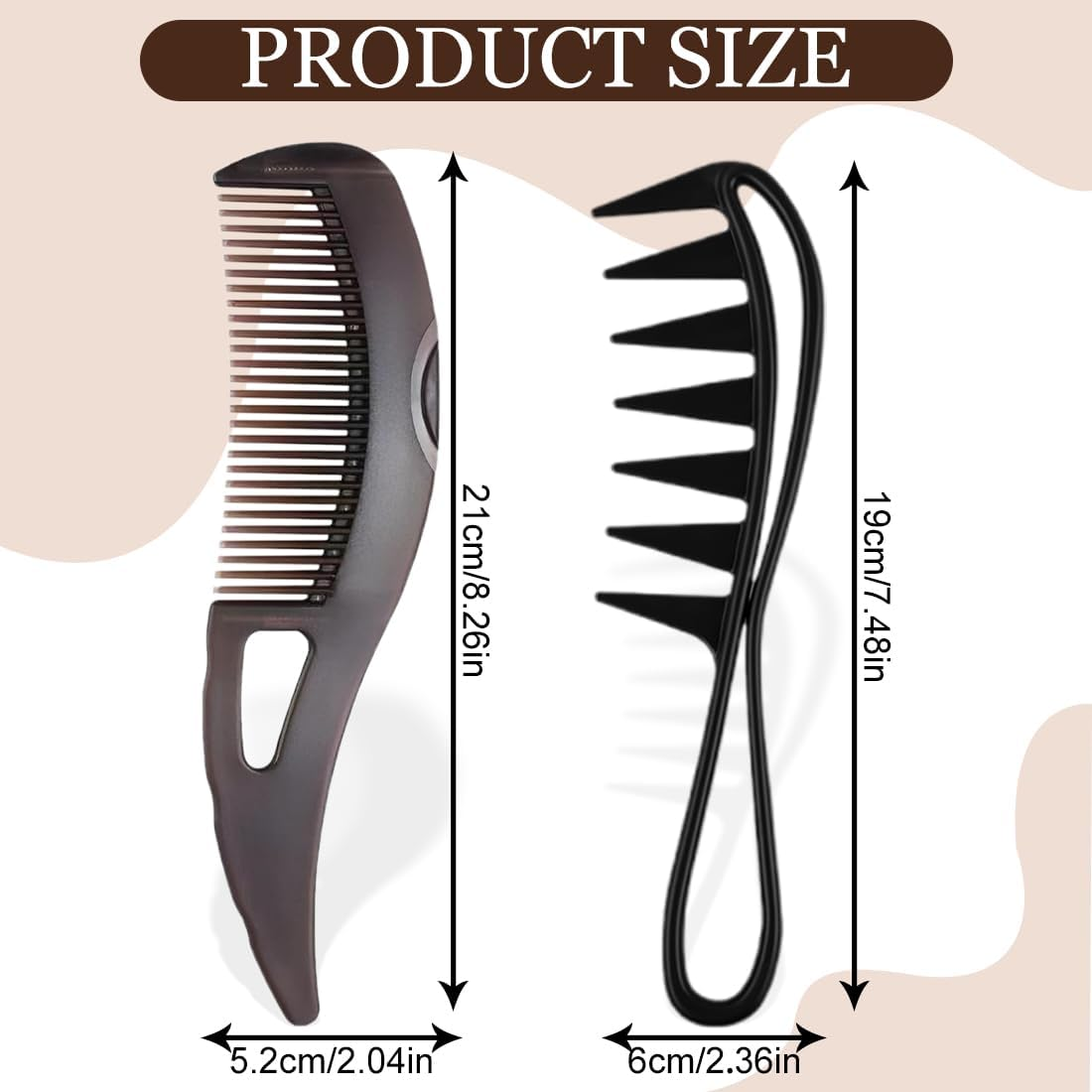 2 Piece Hollow Tooth Comb for Dandruff, Energy Massage Comb, Clean Hair, Comfortable Scalp with Scratching Handle, Scalp Care Comb for Men and Women, Suitable for Outdoor Athletes and Travelers image number 5