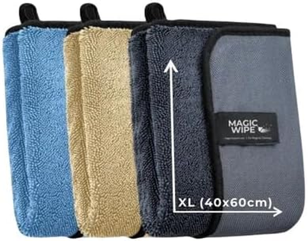 MAGIC WIPE&reg; Bathroom Drying Cloth XXL - Multicolor 3 Pack 40 X 60 Cm Microfibre Cleaning Cloth - Streak & Lint Free Cloth, Premium Quality Drying Towel for Bathrooms, Kitchen, Mirrors, Car image number 1