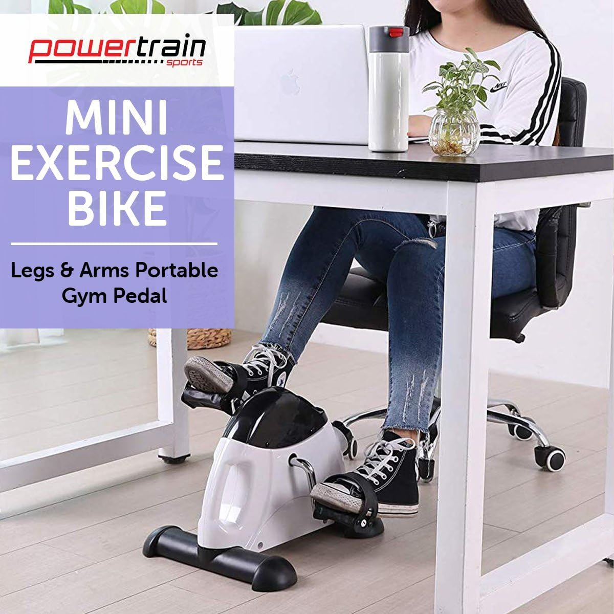 Powertrain Portable Mini Trainer Exercise Machine Home Gym Pedal Bike Cycle Legs and Arm image number 6