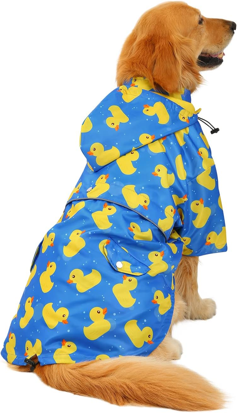 HDE Dog Raincoat Double Layer Zip Rain Jacket with Hood for Small to Large Dogs Ducks Blue - 2XL image number 3
