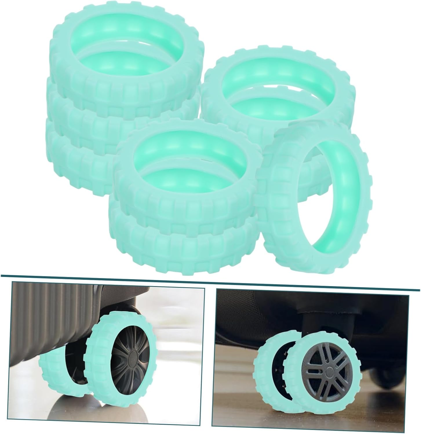 WOFASHPURET Spinner Luggage Wheel Covers 8Pcs Silicone Shock Absorption Elastic Fit for Travel Gear and Caster Suitcase Wheels image number 5