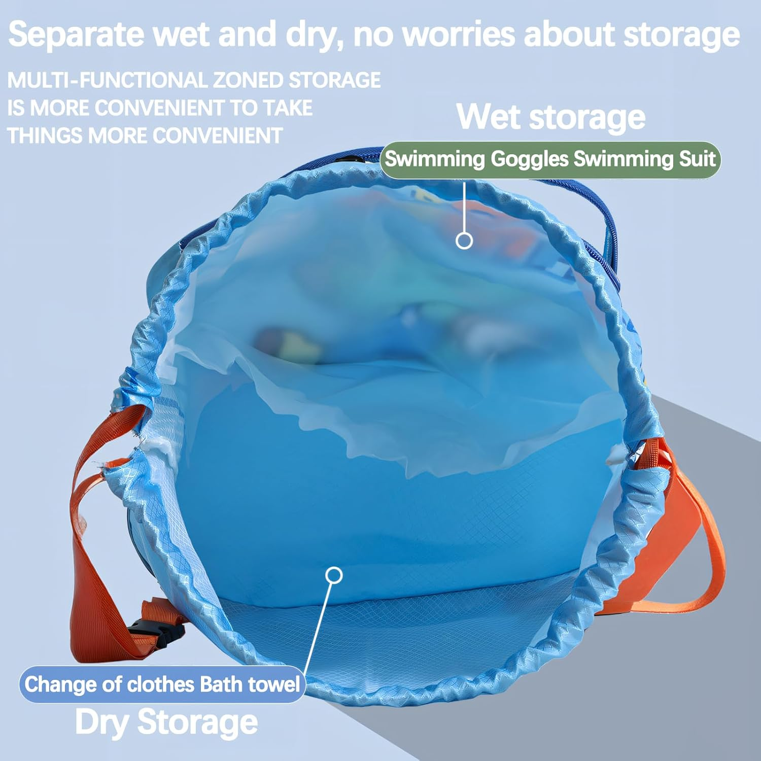 Kids Swimming Bag Waterproof Wet and Dry Storage Backpack Adjustable Shoulder Straps Ideal Children'S Swimming Bag with Waterproof Compartment Ideal for Pool and Beach Activities Swim Bag Kids
