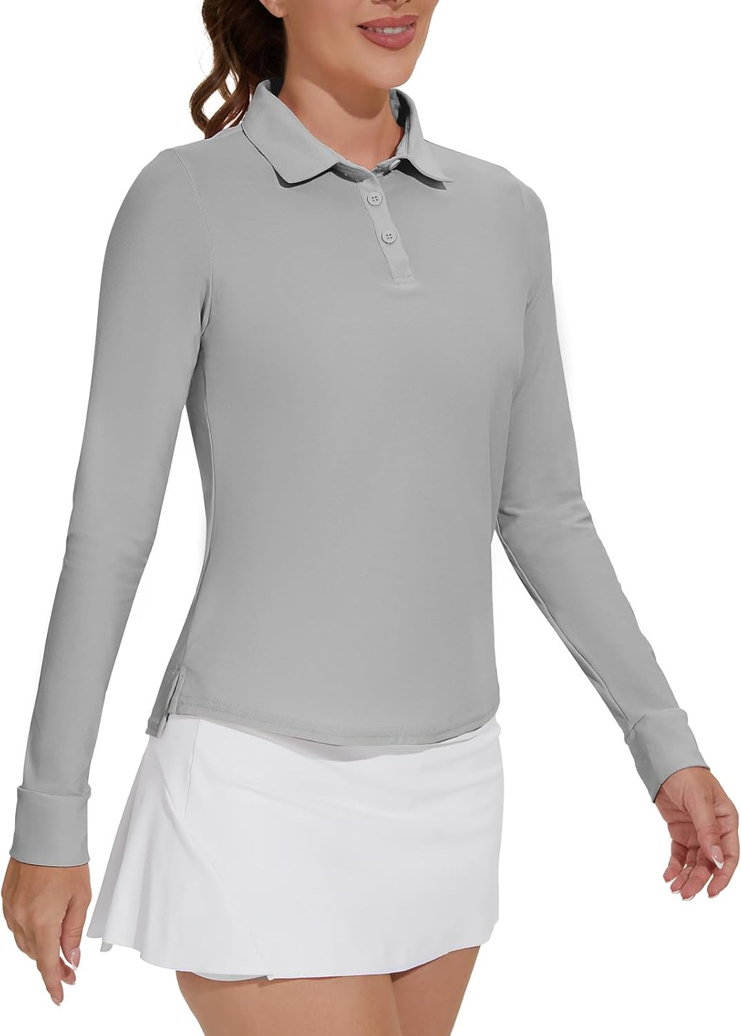 M MOTEEPI Womens Golf Shirt Long Sleeve UPF 50+ Quick Dry Athletic Polo Tennis Tops Sun Protection with 3-Button