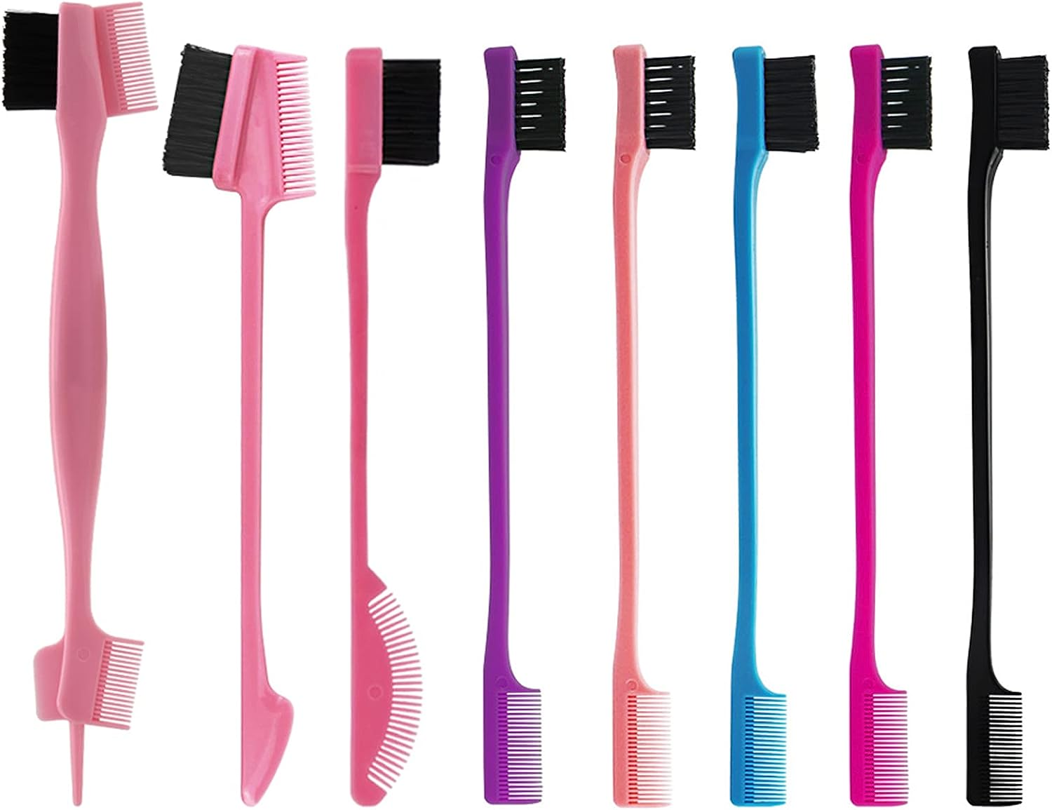 8 Pieces Styling Comb Set - Teasing Brush, Rat Tail Comb, Edge Brush for Slicking and Combing Hair for Women (Pink)