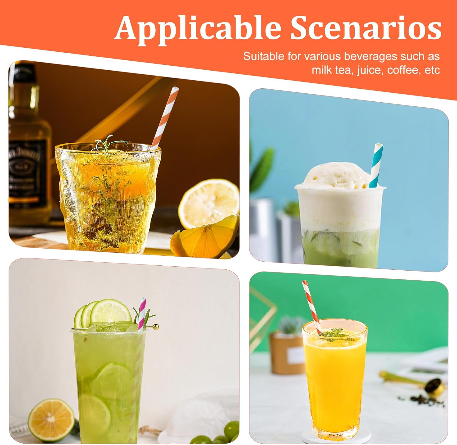 Bushhaven 200 Count Bulk Biodegradable Paper Straws in Assorted Colors, Plastic Free Eco-Friendly Straws for Parties, Celebrations, Events, Cocktails, Juice, Smoothies, Milkshakes, Coffee and Soda