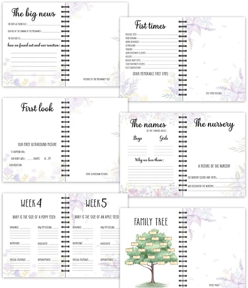 My Pregnancy Journey Book with Cartoon Stickers Hardcover Pregnancy Journal Book Pregnancy Planner Baby Memory Notebook image number 4