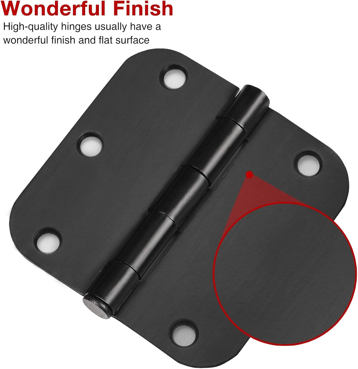 30 Pack Matte Black Interior Door Hinges round 3.5" X 3.5 Inch 5/8"Radius Heavy-Duty Mat Hinge for Doors Standard Bedroom Work Office Door Hardware Removable Pin,Farm,Shed,Gate,Greenhouse Vent Window image number 2