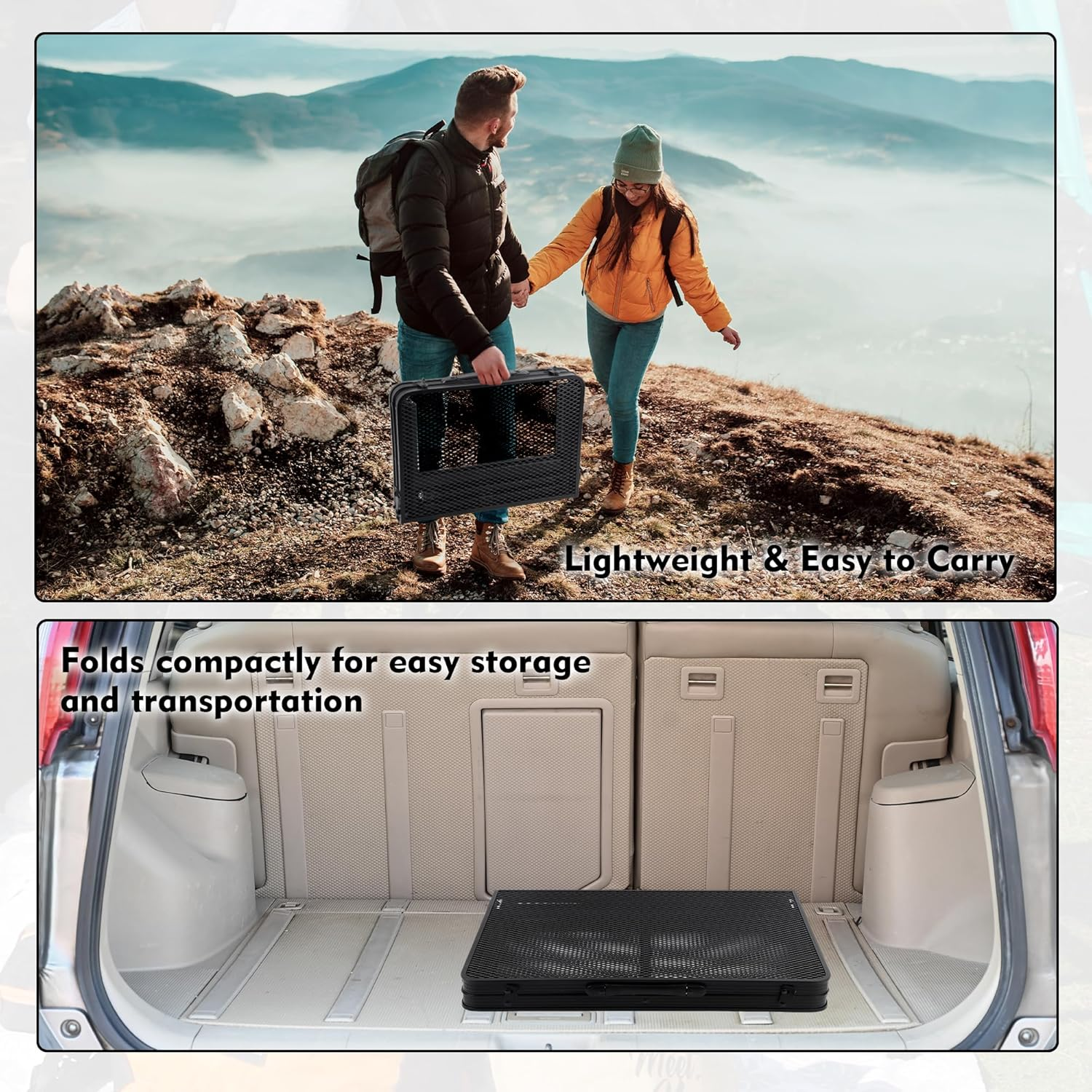 GREGIN Camping Table with Mesh Desktop, Lightweight & Portable Folding Grill Table, Height Adjustable Metal Outdoor Table for Camp, Cooking, BBQ, RV, Picnic-3 FT Black image number 4