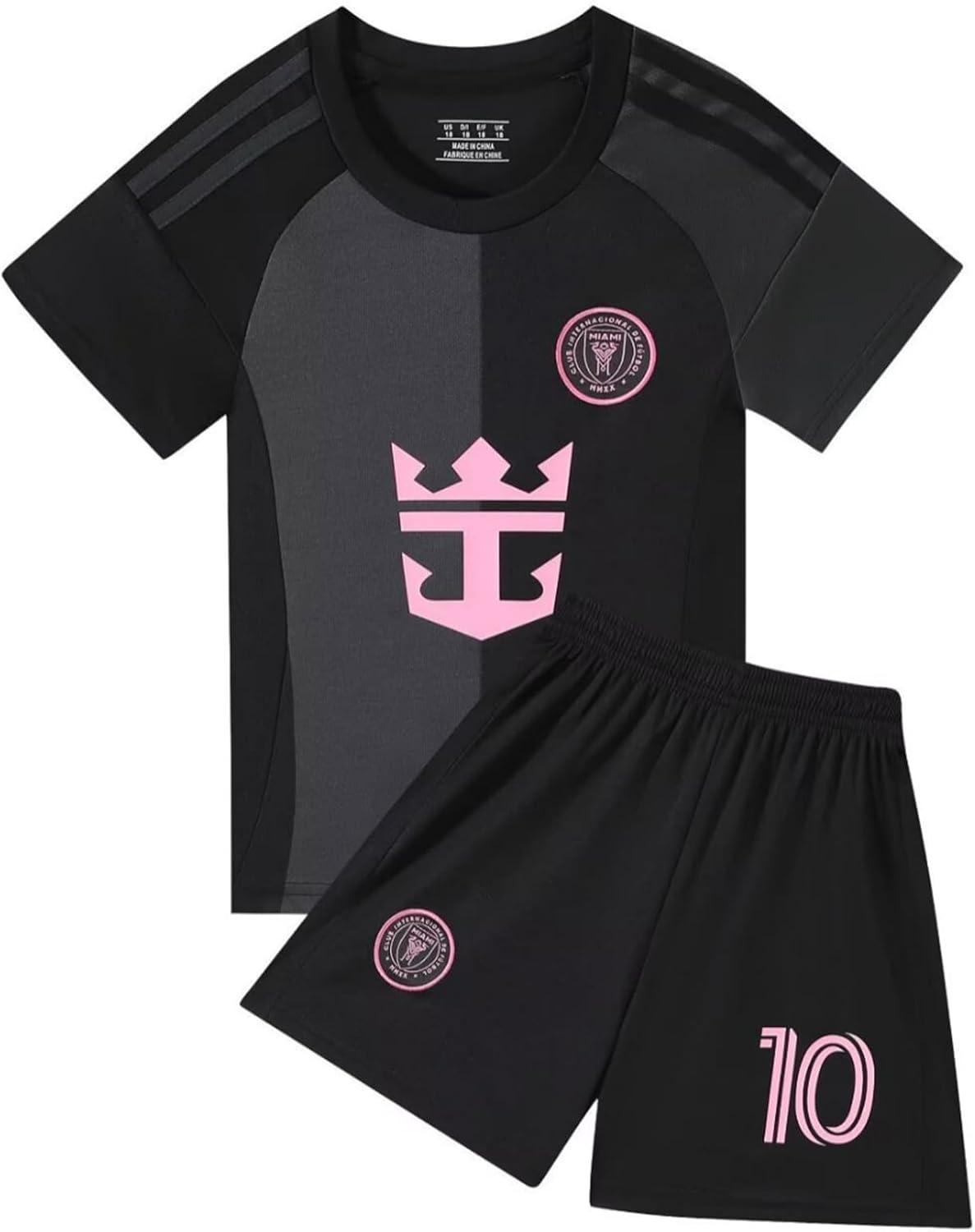 Soccer Jersey for Youth, Football Sportswear Uniforms Suit with Socks, Fans Gift T-Shirt (Big & Tall, Grey Black, 5-6 Years) image number 1