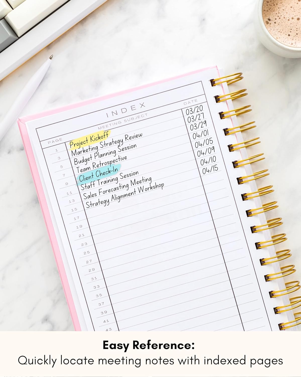 Lamare Meeting Notebook for Work Organization - 100+ Meetings Work Notebook for Note Taking - Meeting Notes Notebook for Work - Stay Productive with Meeting Planner Notebook 220 Pages L A5 Size 8.5X6&rdquo; - Black image number 6