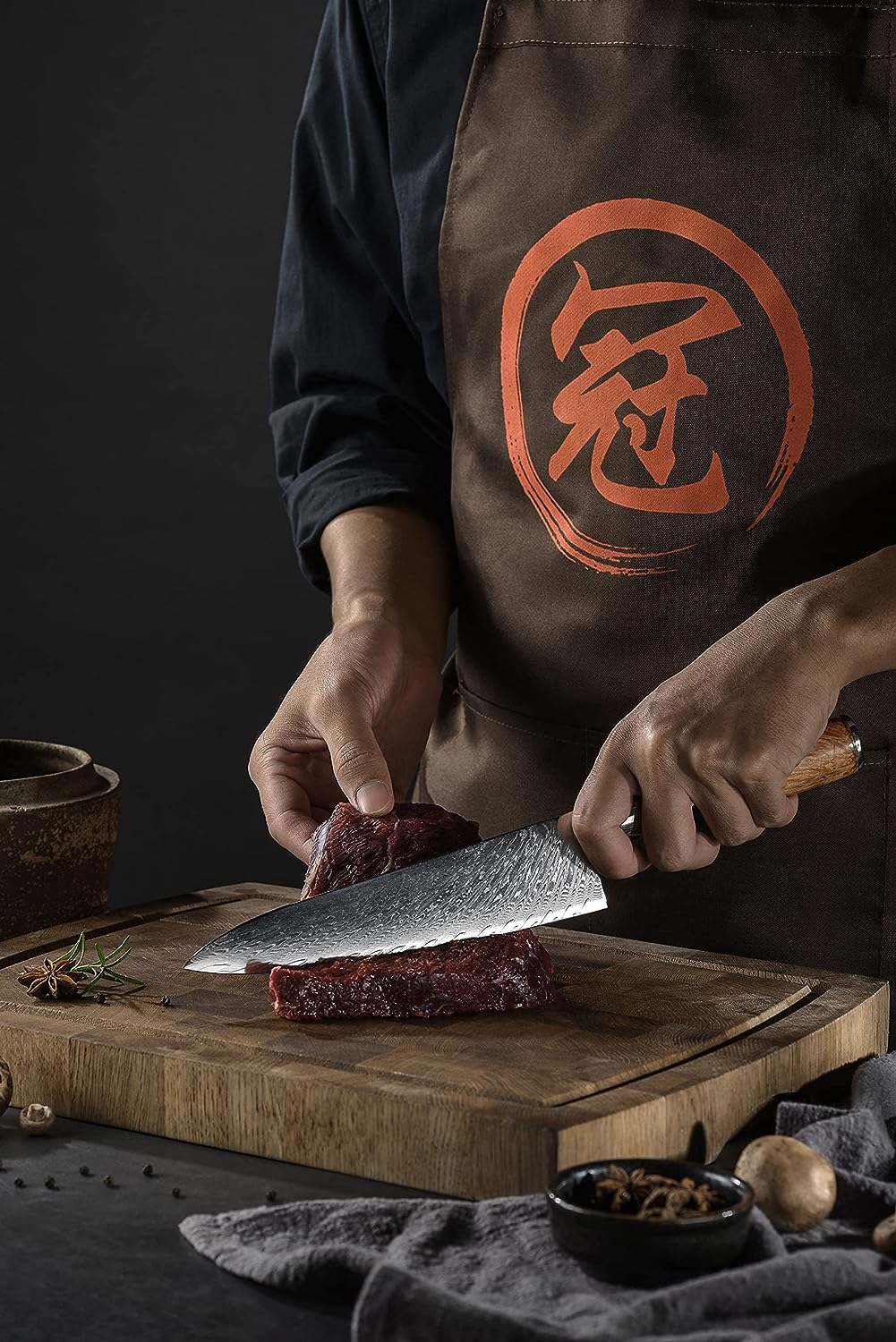 Chef Knife Damascus Japanese 8 Inch VG10 Kitchen Knife 67-Layer Damascus Steel Pro Ergonomic Superb Sharp Edge Gyuto Chef Knife[Gift Box]-Blue Resin Handle image number 6