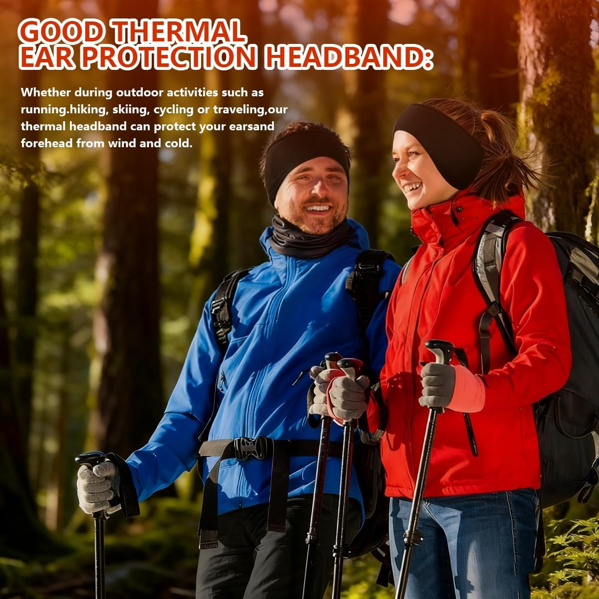 Winter Headband Set, 4 Pieces, Sports Ear Warmers for Men and Women, Windproof, for Jogging, Running, Hiking, Cycling (4 Black) image number 3