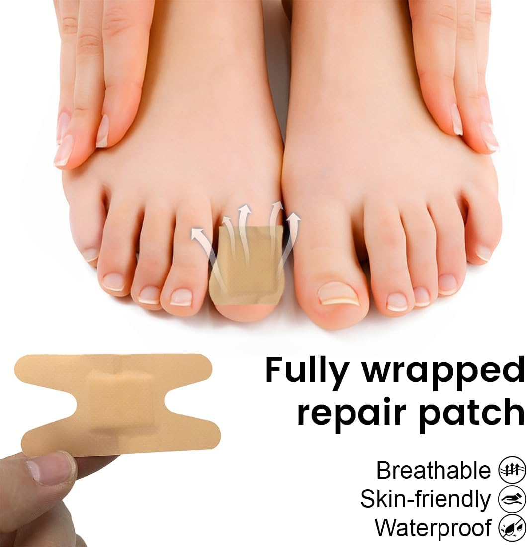 Pack of 25 Nail Patches Toenail Patches with Pedicure Tool Specially Shaped Multipurpose Toenail Pads for Care and Protection of Damaged and Brittle Nails image number 2
