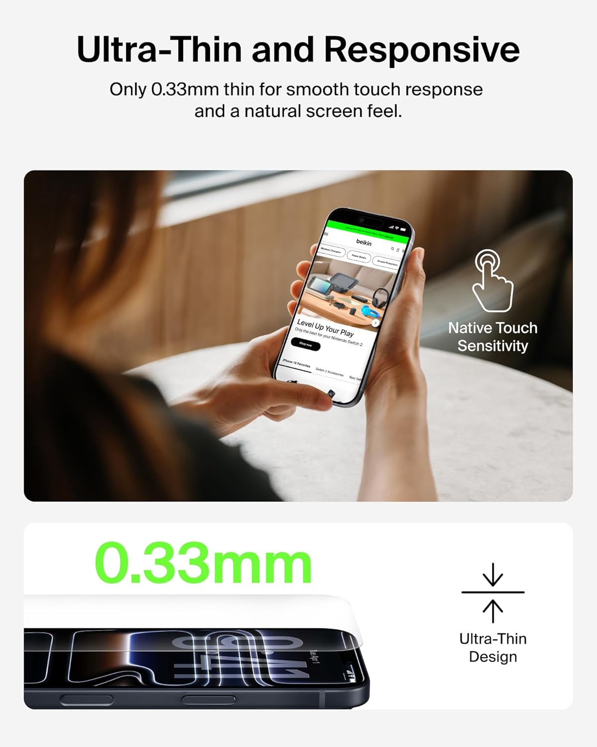 Belkin Screenforce Temperedglass Screen Protector for Iphone Pro Max Scratch-Resistant Impact Protection W/Included Easy Align Tray for Bubble Free Application - 2 Pack image number 3