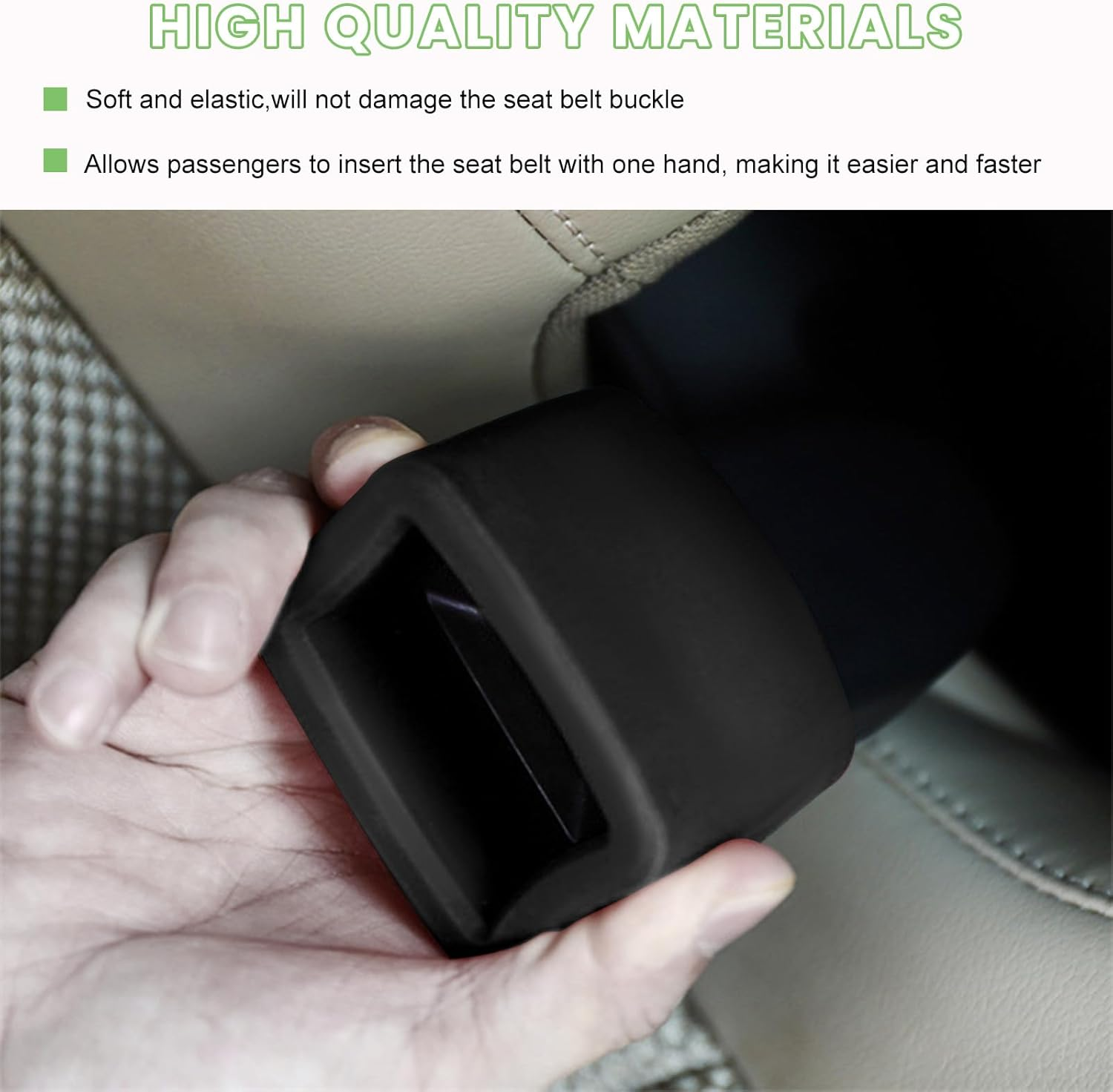 Povtii 2PCS Car Seat Belt Buckle Holder, Silicone Auto Seatbelt Buckle Booster Makes Receptacle Upright Buckling, Easy Access Seat Belt Buckle Safety Cover for Kids, Car Accessories (Black) image number 5