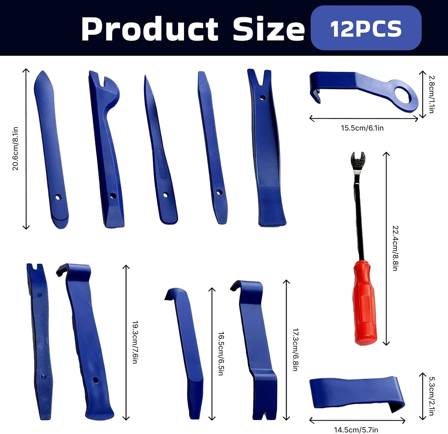 12 Pcs Trim Removal Tool Kit, No Scratch Plastic Pry Tool Set for Car Panel, Door, Window, and Interior Trim, Durable Fastener Rivet Remover for Automotive Upholstery and Furniture Restoration