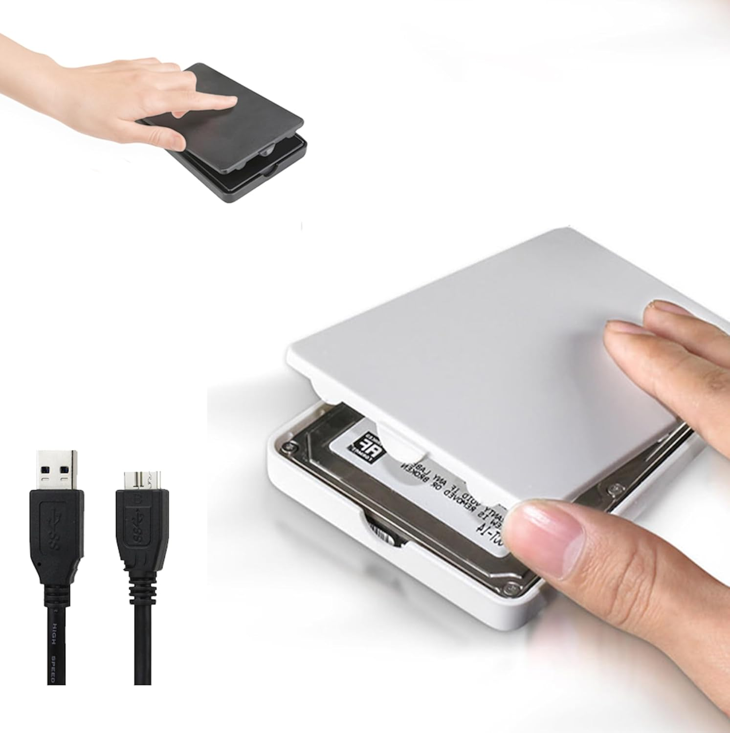 USB 3.0 External Hard Drive Case - 2.5" SATA HDD/SSD Enclosure (Up to 2TB), Tool-Free Design, UASP Support, Auto Sleep Function (Black)