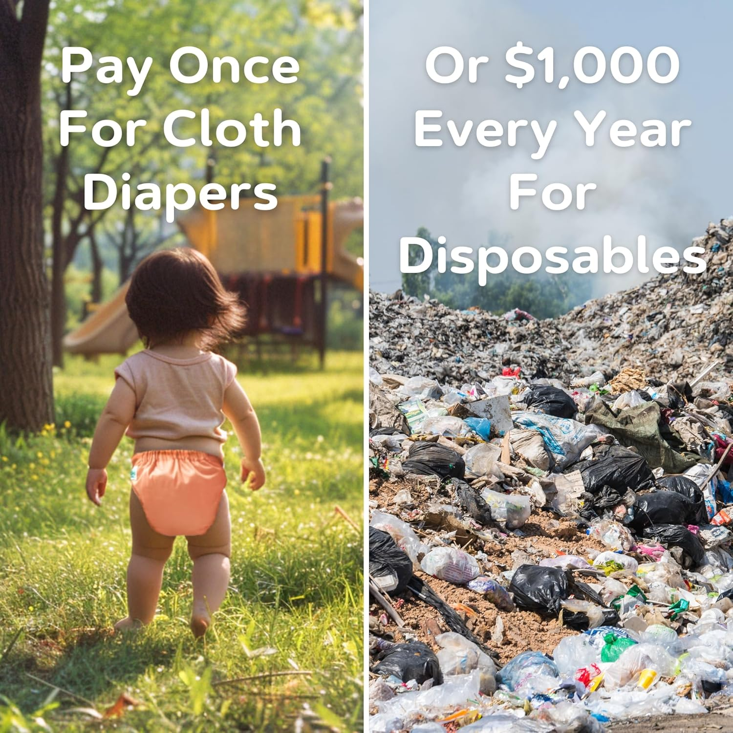 7-Pack Reusable Cloth Diapers with AWJ Interior &ndash; Includes 14 Absorbent Inserts and 1 Wet Bag &ndash; Adjustable, Waterproof, and Washable (Midnight Cozy, Cotton Inserts) image number 6