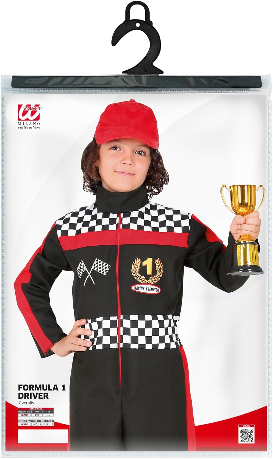 Widmann - Children'S Costume Formula 1 Driver, Jumpsuit, Racer, Athlete, Theme Party, Carnival