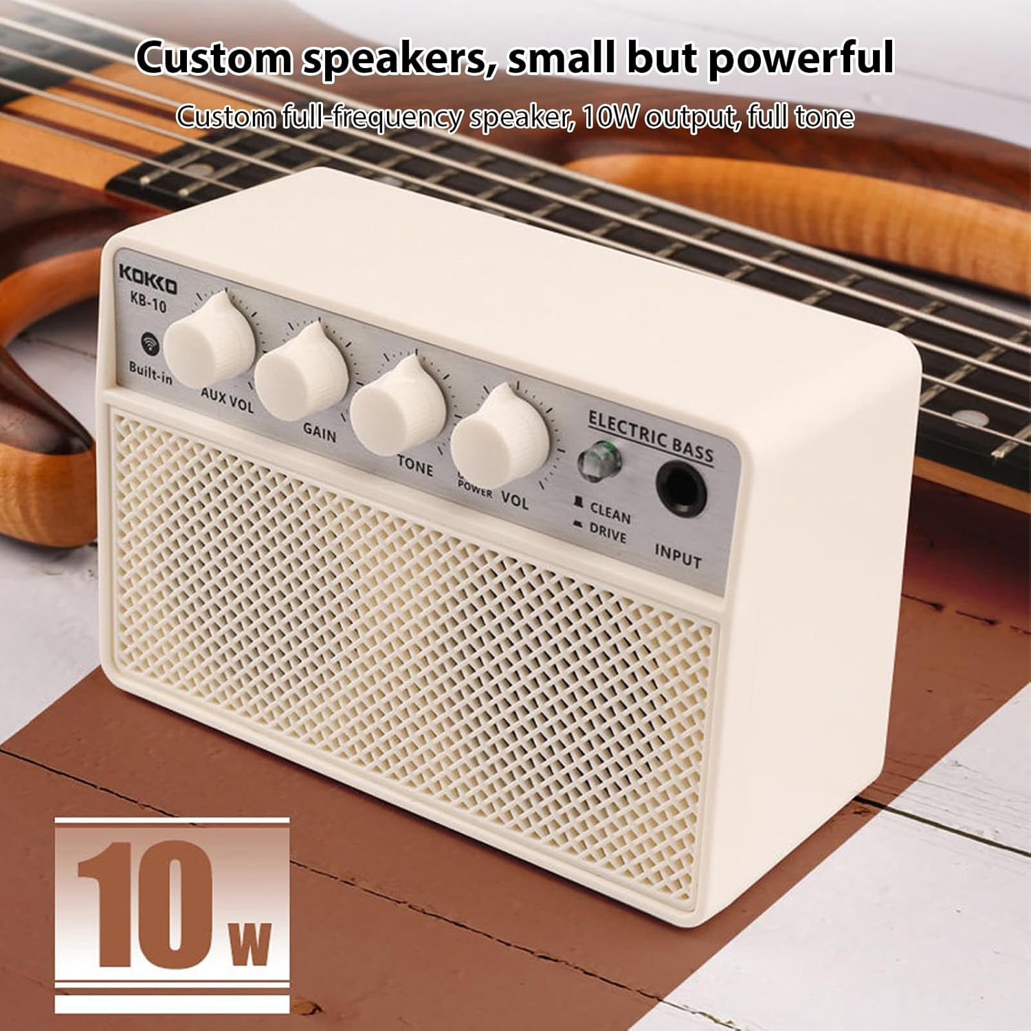 10W Small Electric Bass Amp Portable Bass Guitar Practice Speaker for Daily Practice Street Performances Rechargeable Portable O Supports Bt/Headphone Connection 6.35Mm Interface Plug And image number 4
