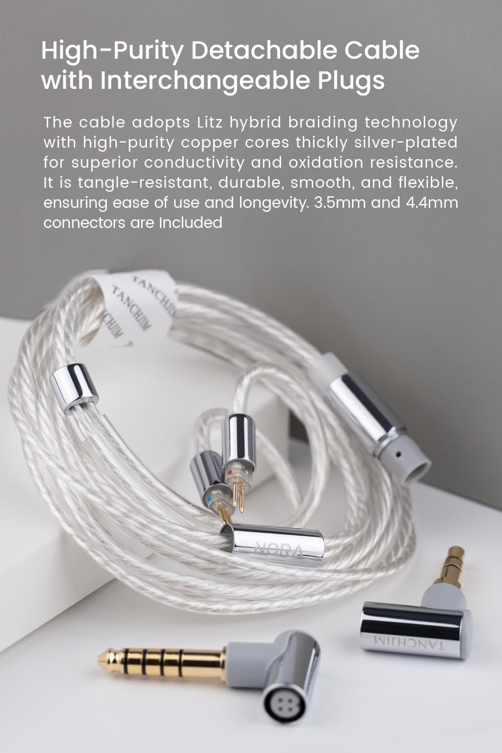 TANCHJIM NORA Professional In-Ear Monitors, 1DD DTM5 HIFI IEM with Lightweight Resin Shell, Vocal & Instrument Enhancing Wired Earphones Suitable for Long-Time Live Stream, Audio Recording - 3.5/4.4Mm