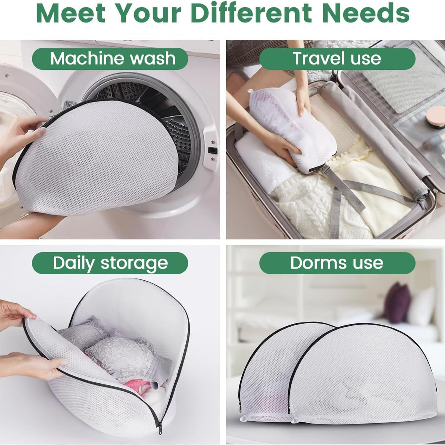 3Pcs Mesh Laundry Bag, Mesh Laundry Bag for Shoes with Zipper, Set of 3 Different Size Washing Machine Bags for Delicates, Underwear, Trainer, Socks, Bras and Travel Reusable Laundry Wash Bag with Zip