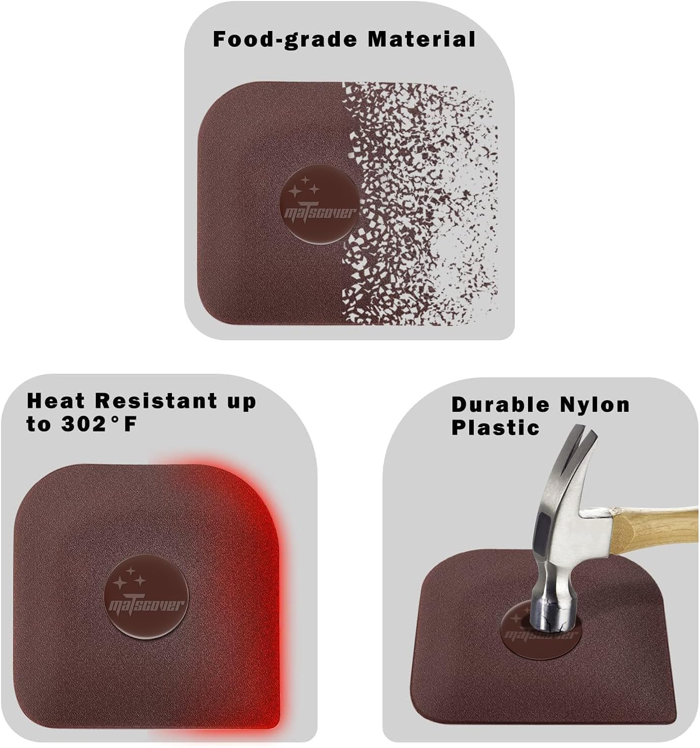 Pan and Pot Scraper, 5 Pcs Plastic Non-Scratch Kitchen Tool for Cast Iron Cleaning, Sturdy image number 3