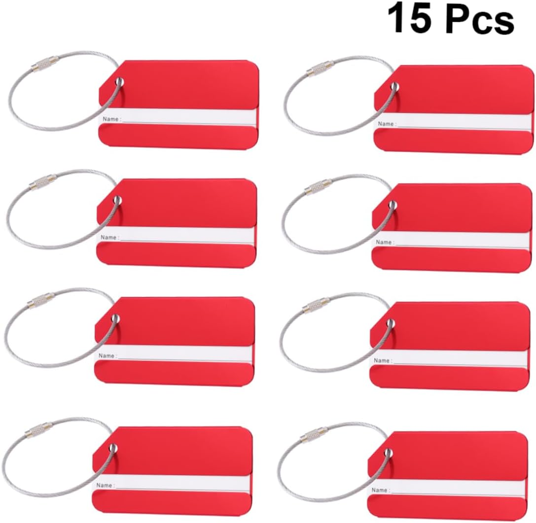 KOMBIUDA 15Pcs Luggage Tags for Suitcases Multicolour Aluminum Name Tags String and Address Card for Travel Handbag image number 3