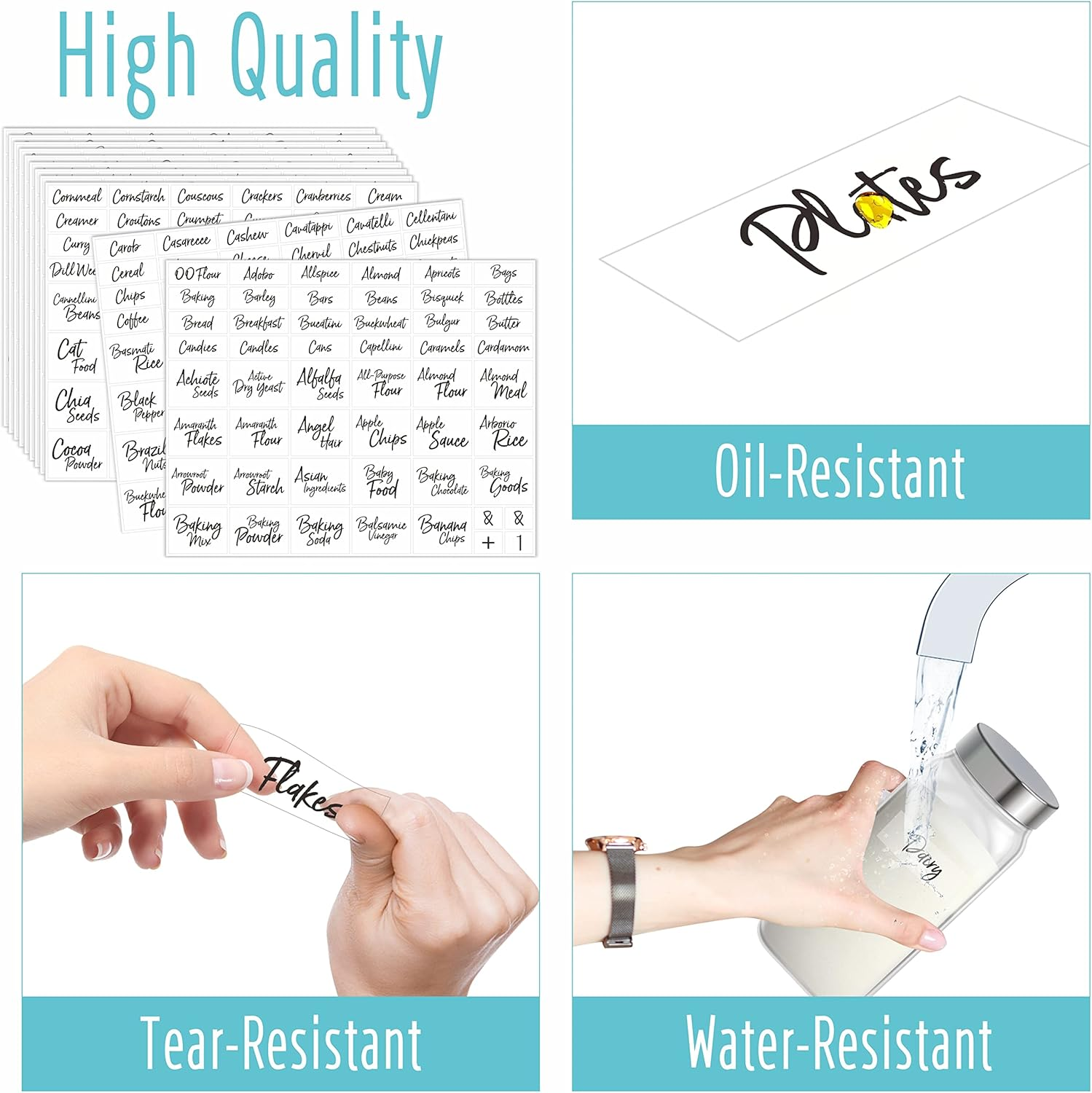 Hebayy 612 Script Pantry Food Labels, Water & Oil Resistant Pantry Label Stickers Food Jar Label for Organization and Storage - Style 1 image number 5