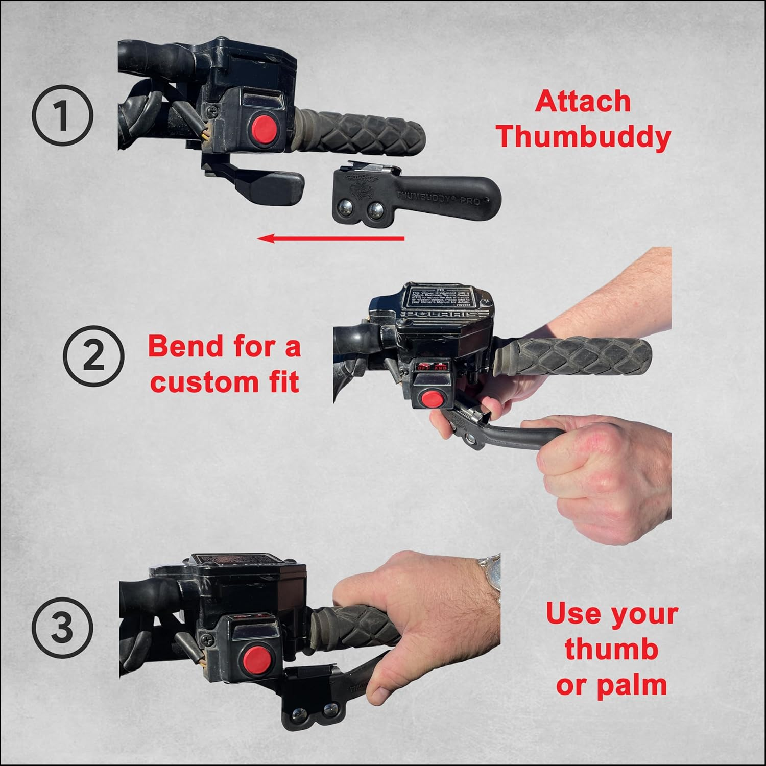 All Rite Products Thumbuddy Pro ATV Throttle Extender - TB2 image number 2