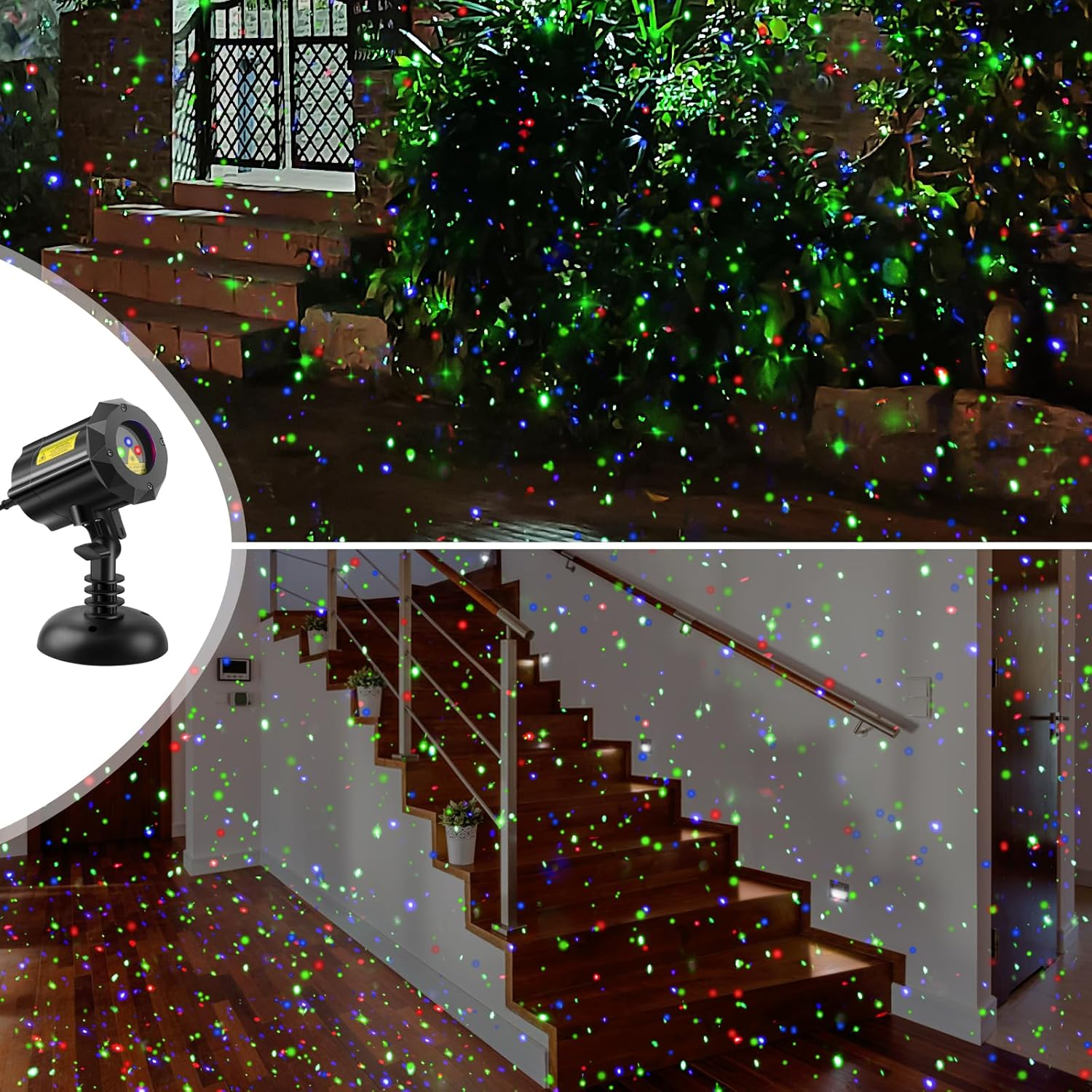 Poeland Garden Lights Star Christmas Projector Moving Firefly Lighting Leds Colour Blue Green Red image number 1