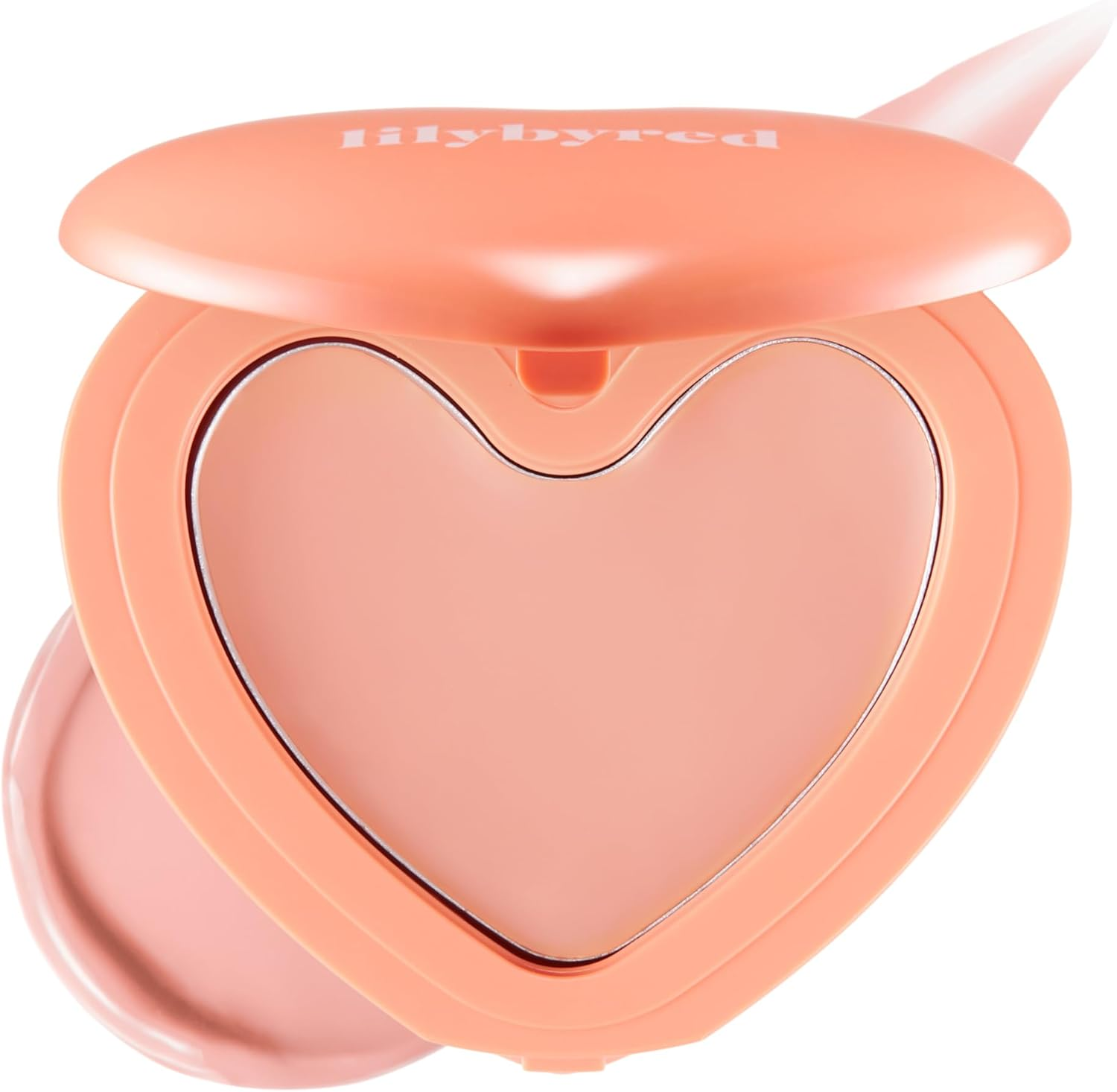 Lilybyred Luv Beam Cheek Balm | Heart-Shaped Korean Cream Blush, Semi-Matte Finish, Long-Lasting, Blendable & Buildable, Soft Creamy Texture, Lightweight, Natural Flush, 0.12 Oz. (06 Fluffy Peach)